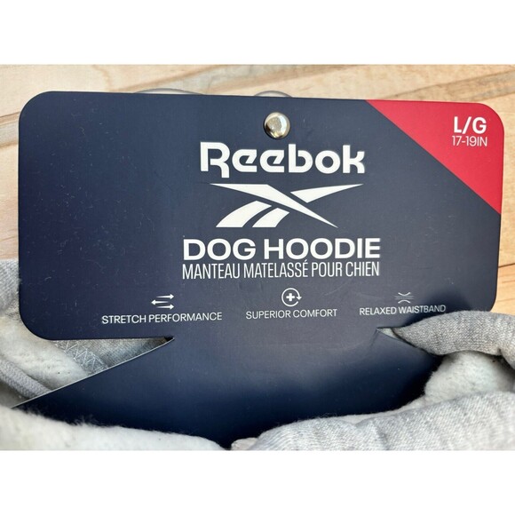 Reebok Dog Pullover Hoodie Gray Fleece Dog Sweater, LARGE - Picture 4 of 10